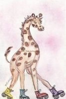girafe on rollerskates